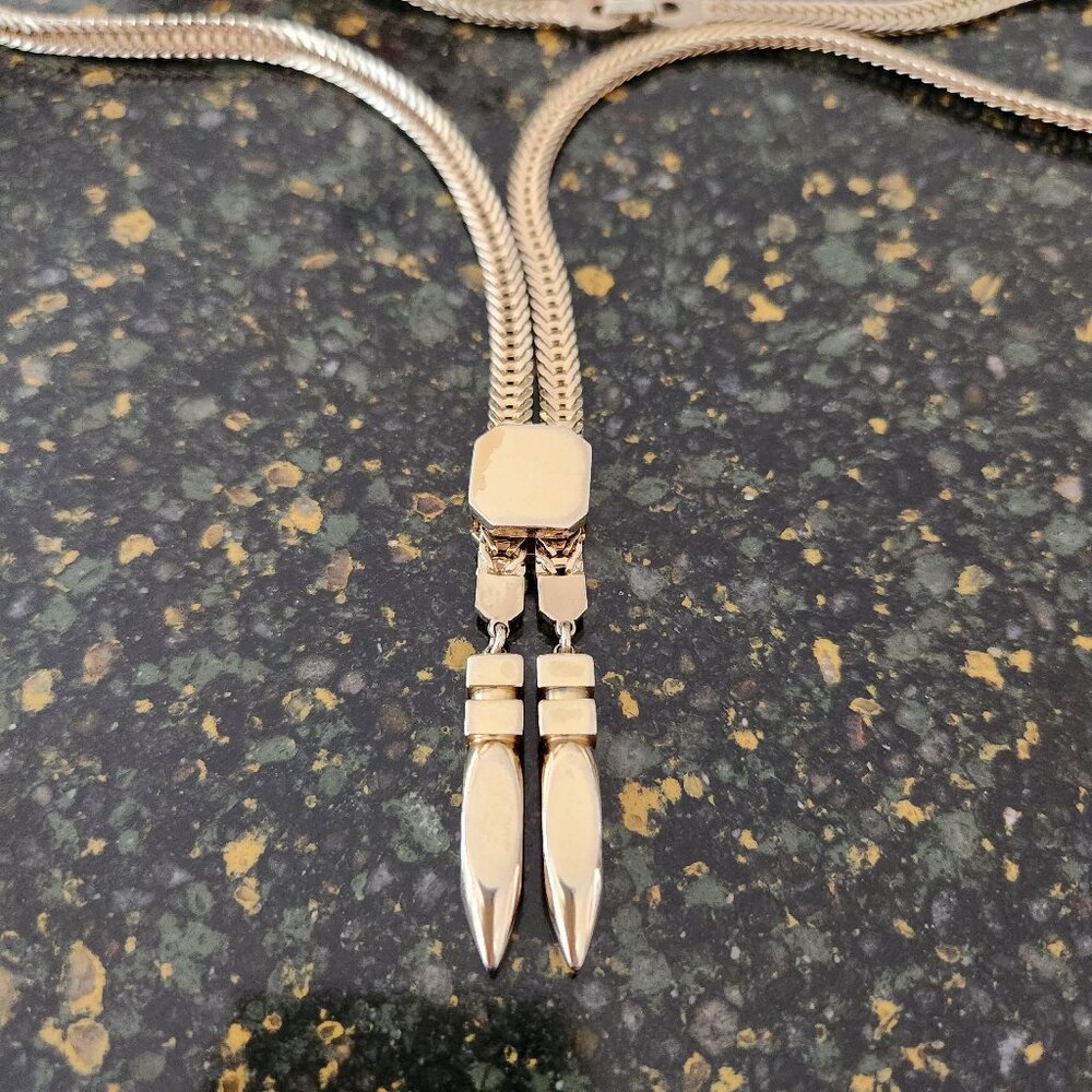 Vintage Signed MONET Gold Tone Sliding Necklace, 30 inches